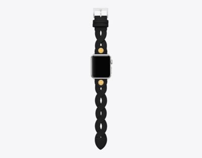Tory Burch Braided Band For Apple Watch In Black