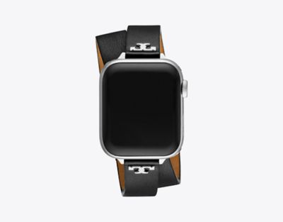 Tory Burch T Double Wrap Band For Apple Watch® In Black