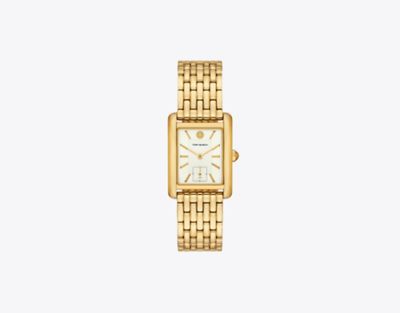 Tory Burch Eleanor Watch, Gold-tone Stainless Steel In Ivory/gold