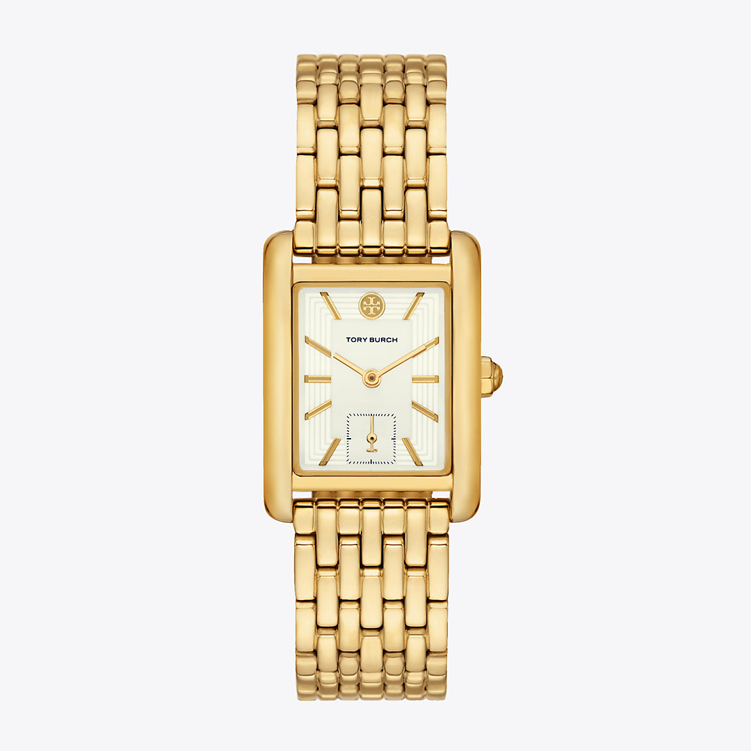 Tory Burch Eleanor Watch, Gold-tone Stainless Steel In Ivory/gold