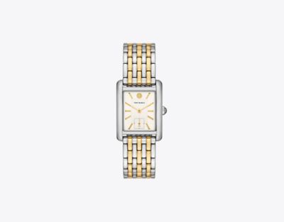 Tory Burch Eleanor Watch, Two-tone Stainless Steel In Ivory/two-tone