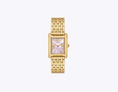 Tory Burch Eleanor Watch, Gold-tone Stainless Steel In Pink Mop/gold