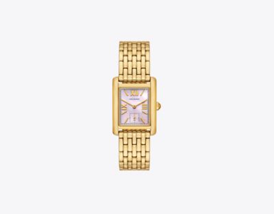 Tory Burch Eleanor Watch In Pink Mop/gold