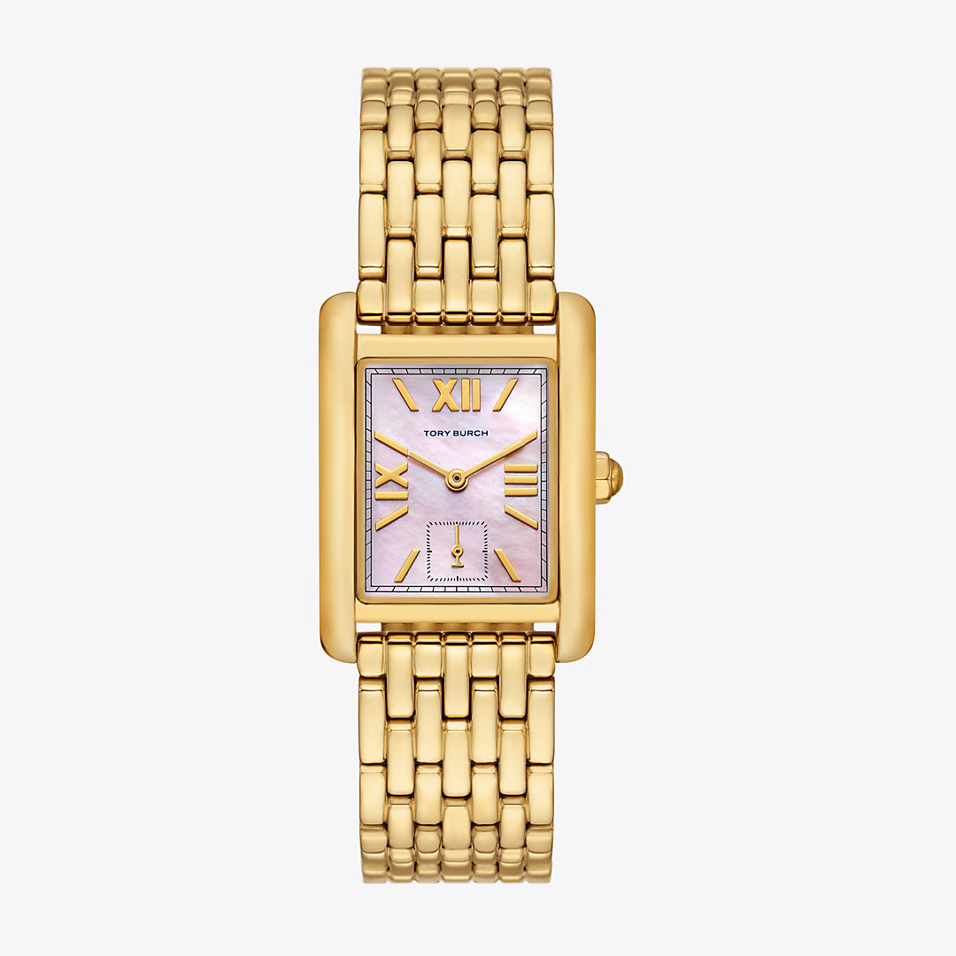 Tory Burch Eleanor Watch, Gold-tone Stainless Steel In Pink Mop/gold