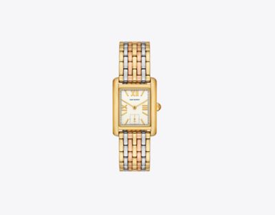 Tory Burch The Eleanor Watch - Tri-tone Stainless Steel In Ivory/3-tone