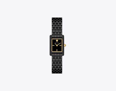 Shop Tory Burch Mini Eleanor Watch In Black/black Ip/gold