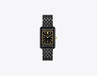 Shop Tory Burch Eleanor Ceramic Watch In Black Ceramic