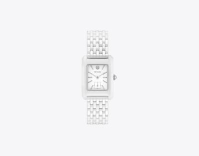 Tory Burch Eleanor Watch In White Ceramic