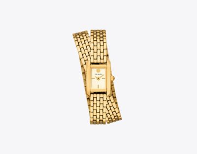 Tory Burch Mini Eleanor Double Wrap Watch In Gold