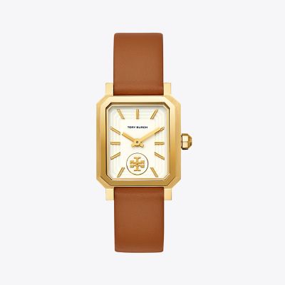 ROBINSON WATCH, BROWN LEATHER/GOLD-TONE, 27 x 29 MM