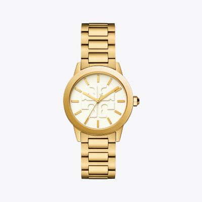 GIGI WATCH, GOLD TONE/CREAM, 36 X 42 MM