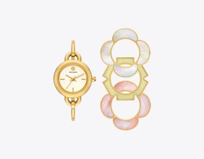 Tory Burch Kira Watch Gift Set In Ivory/gold/multi Toprings