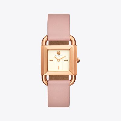 PHIPPS WATCH, PINK LEATHER/ROSE GOLD-TONE, 29 X 42 MM