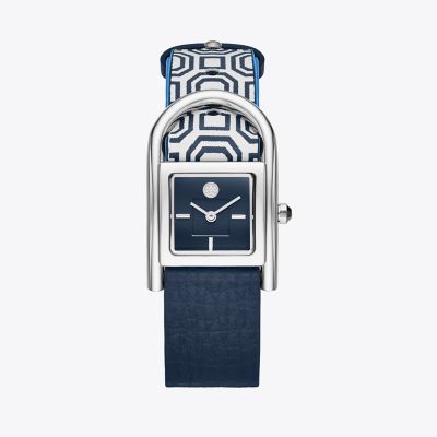 THAYER WATCH, NAVY LEATHER/STAINLESS STEEL, 25 x 39 MM