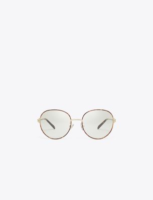 Tory Burch Eleanor Metal Round Eyeglasses In Shiny Light Gold