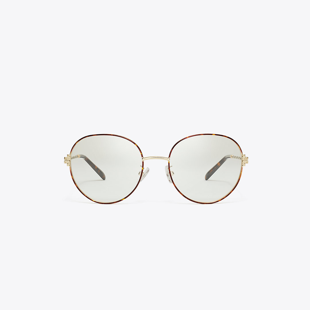 Tory Burch Eleanor Metal Round Eyeglasses In Shiny Light Gold