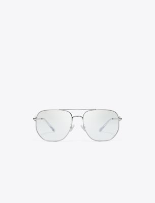 Tory Burch Miller Metal Pilot Eyeglasses In Silver 1