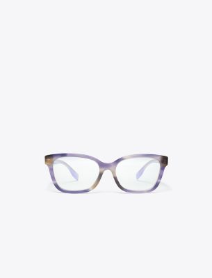 Tory Burch Miller Square Eyeglasses In Purple Striated/purple