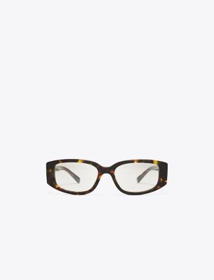Tory Burch Pierced Rectangle Eyeglasses In Brown