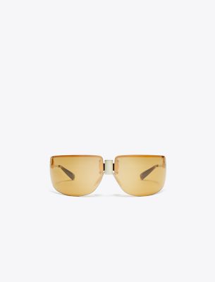 Tory Burch Runway Sunglasses In Shiny Light Gold/orange