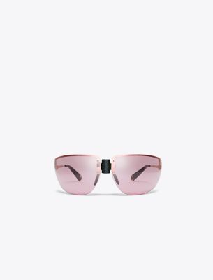 Tory Burch Runway Sunglasses In Shiny Light Gold/light Pink