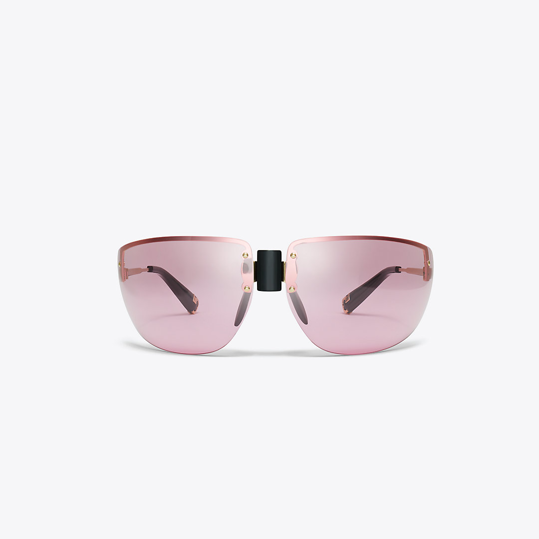 Tory Burch Runway Sunglasses In Shiny Light Gold/light Pink