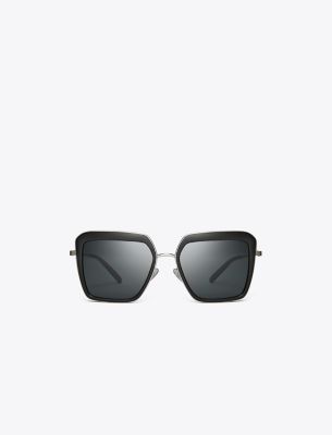 Tory Burch Kira Bold Rim Sunglasses In Black/dark Grey