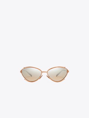 Tory Burch Eleanor Oval Sunglasses In Copper/brown Mirror Gradient Silver