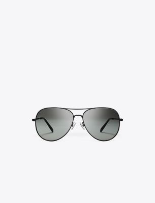 Tory Burch Eleanor Pilot Sunglasses In Black/grey Gradient