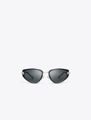 Tory Burch Pierced Cat-eye Sunglasses In Black/dark Grey