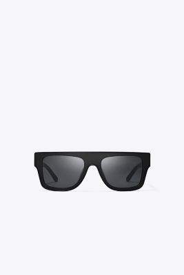 Tory Burch Oversized Geometric Sunglasses In Black