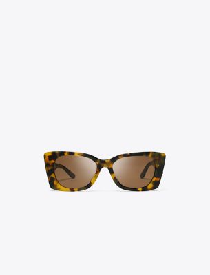 Tory Burch Kira Quilted Geometric Sunglasses In Brown