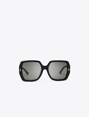 Tory Burch Miller Oversized Square Sunglasses In Black/solid Grey