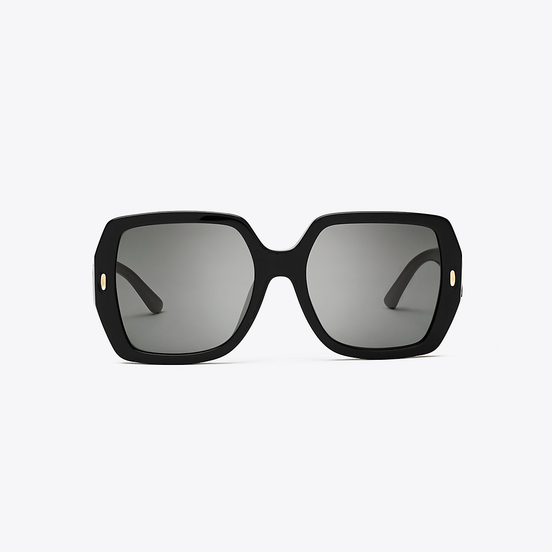 Tory Burch Miller Oversized Square Sunglasses In Black/solid Grey