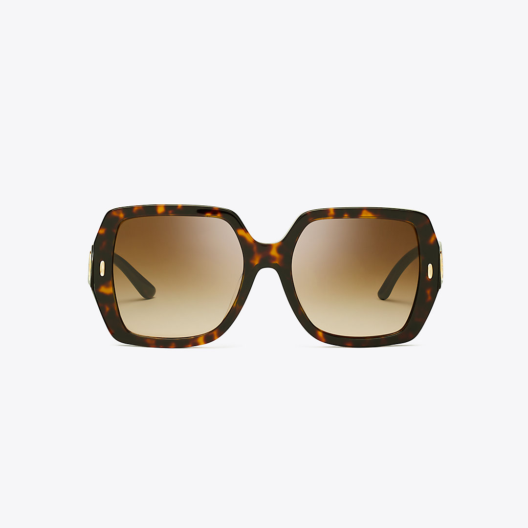 Tory Burch Miller Oversized Square Sunglasses In Dark Tortoise/brown Gradient
