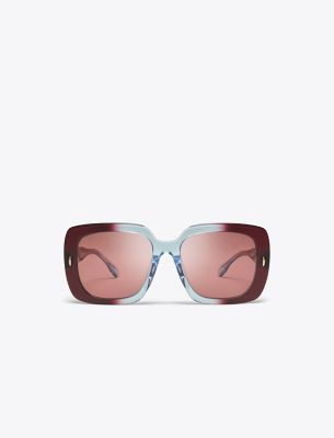 Tory Burch Miller Oversized Square Sunglasses In Gradient Burgundy/dark Violet