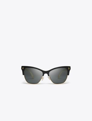 Tory Burch Miller Clubmaster Sunglasses In Black/solid Grey