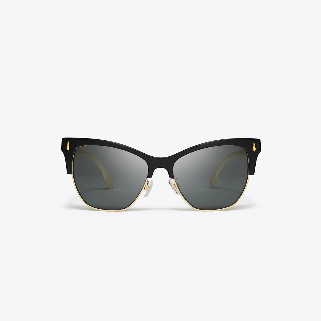 Tory Burch Miller Clubmaster Sunglasses In Black/solid Grey