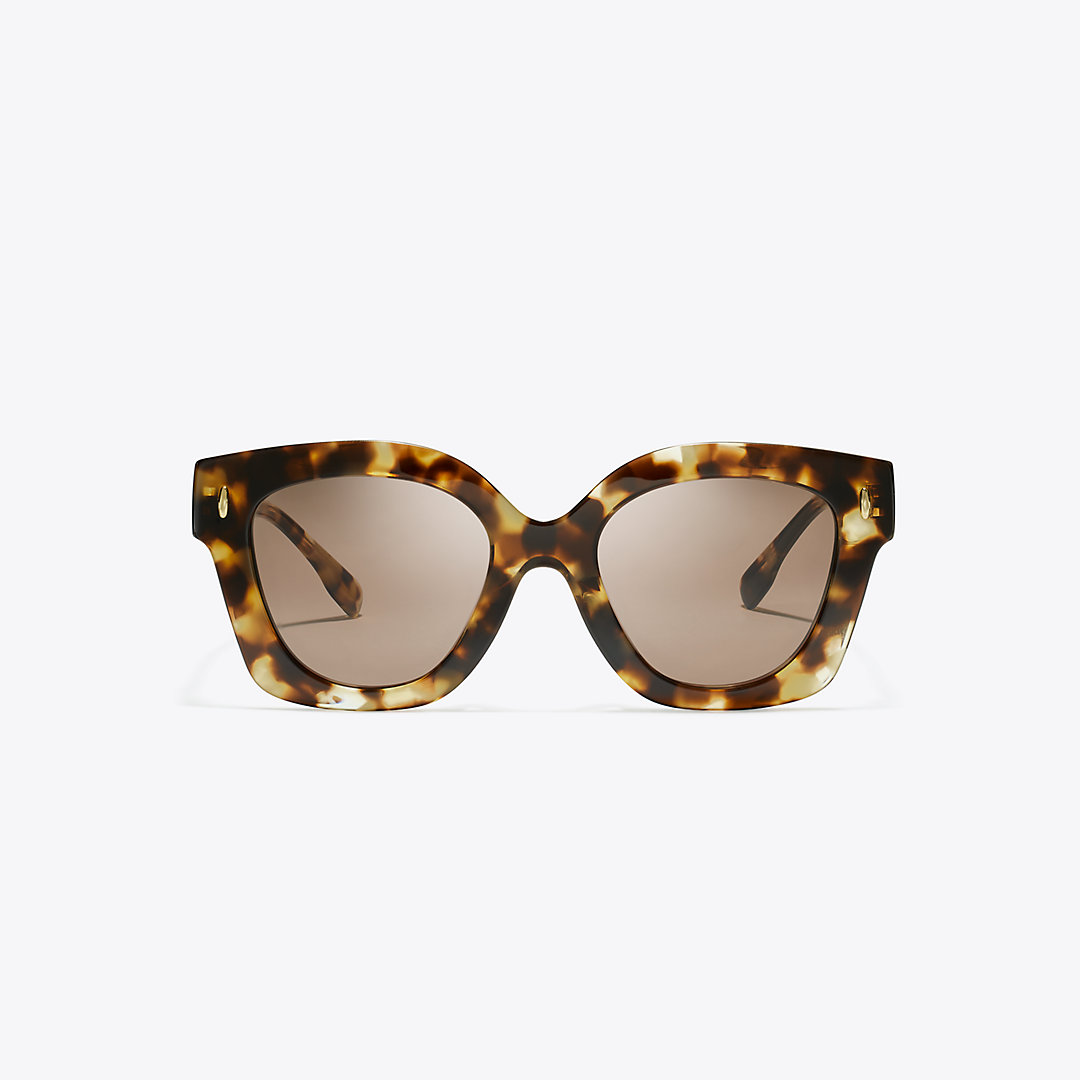 Tory Burch Miller Pushed Square Sunglasses In Vintage Tortoise/dark Brown