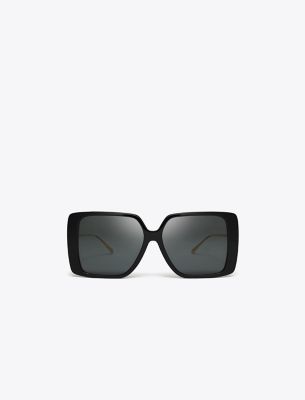 Tory Burch Miller Oversized Square Sunglasses In Black/dark Grey