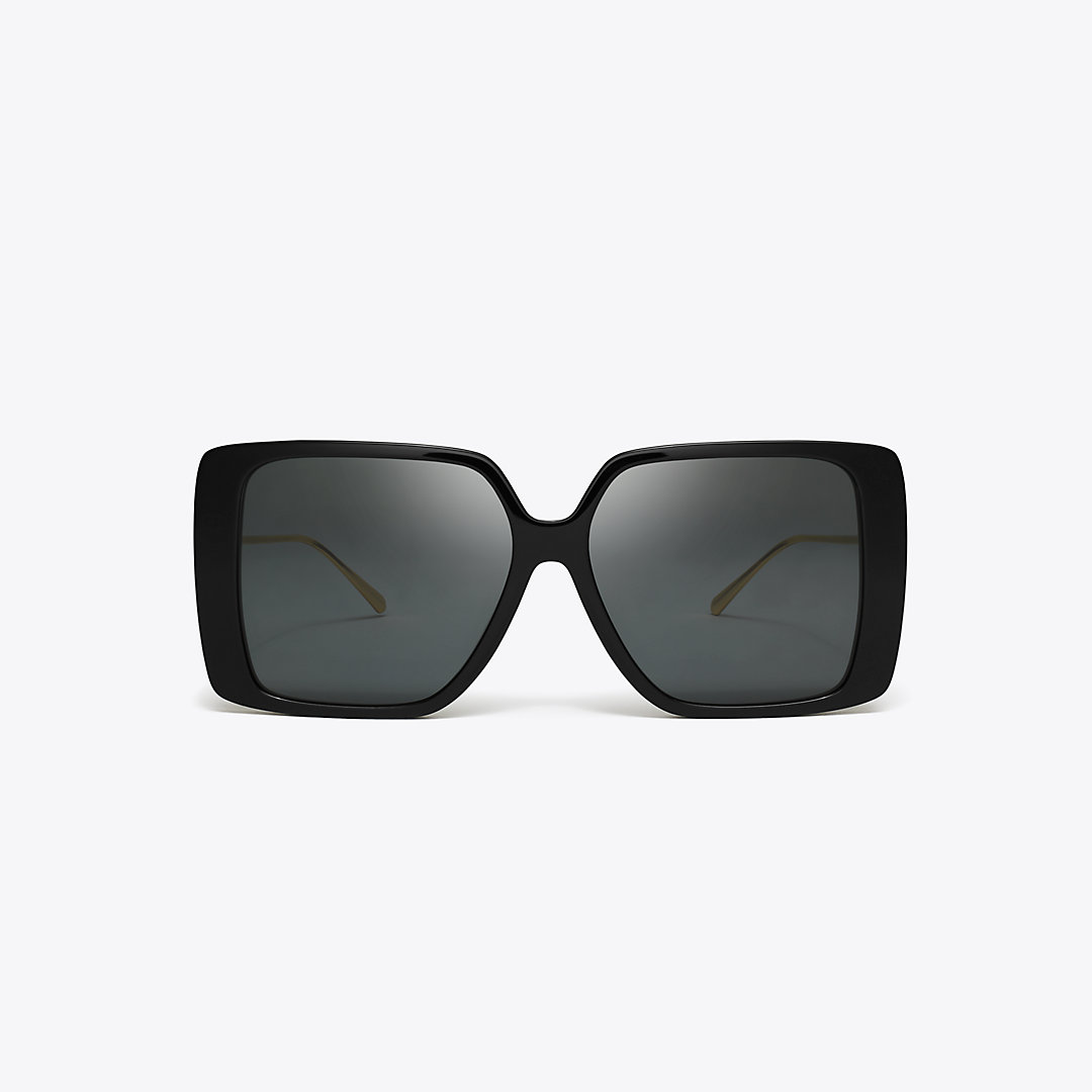 Tory Burch Miller Oversized Square Sunglasses In Black/dark Grey
