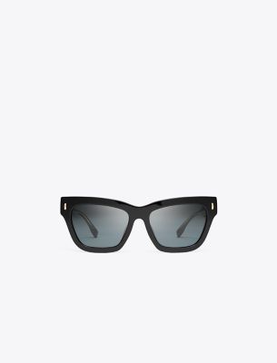 Tory Burch Miller Cat-eye Sunglasses In Black/dark Grey Polar
