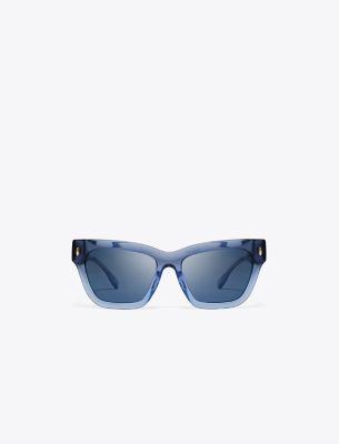 Shop Tory Burch Miller Cat-eye Sunglasses In Navy Gradient/dark Blue