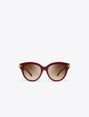 Tory Burch Eleanor Phantos Sunglasses In Red Berry/brown Gradient