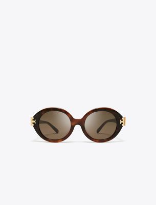 Tory Burch Eleanor Oval Sunglasses In Gradient Tortoise/dark Brown