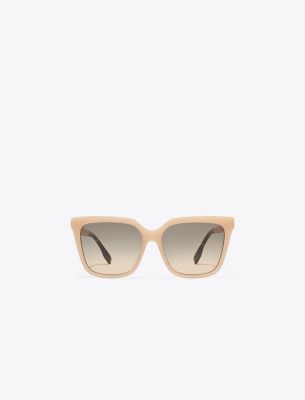 Tory Burch Miller Oversized Square Sunglasses In Milky Pink/brown Gradient