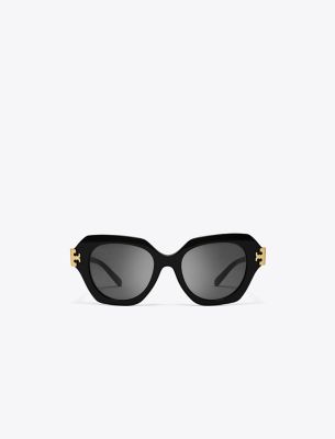 Tory Burch Eleanor Cat-eye Sunglasses In Black/dark Grey