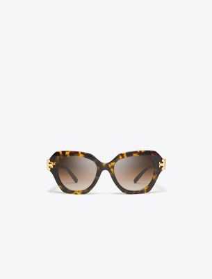Tory Burch Eleanor Cat-eye Sunglasses In Dark Tortoise/brown Gradient