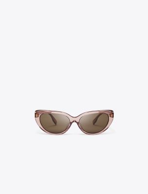 Tory Burch Miller Cat-eye Sunglasses In Transparent Light Pink/dark Brown