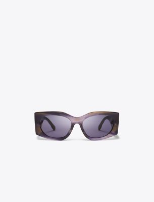 Tory Burch Kira Rectangle Sunglasses In Purple Striated/purple